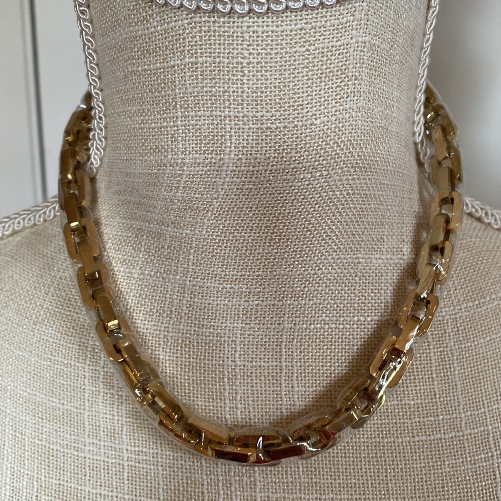 Eddie Borgo 17” Rectangular Gold Tone Chain Necklace NWT